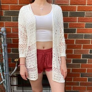 Cream Wide Crochet Cardigan